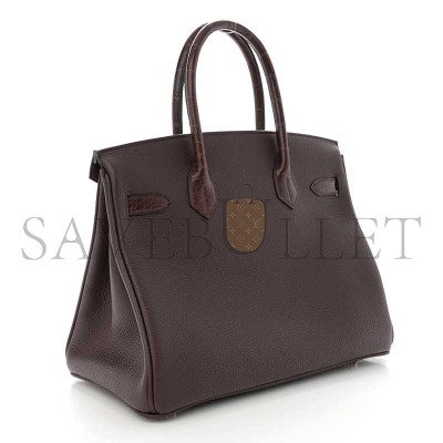 HERMÈS MASTER BIRKIN 30 TOGO MATTE ALLIGATOR ROUGE SELLIER (30*23*15cm)